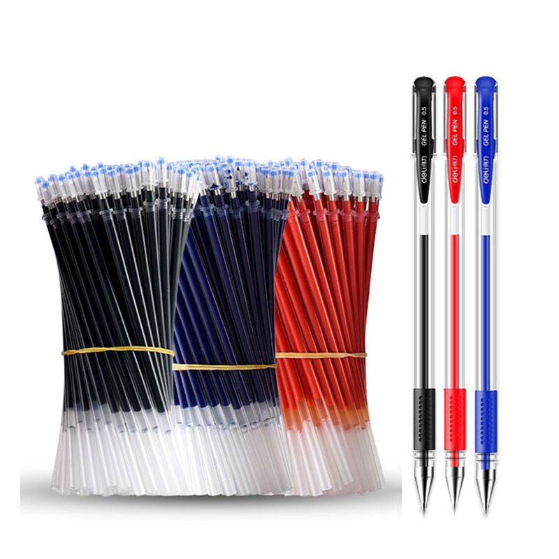 Ready stock! Black blue red gel pens 0.5 mm ballpoint pen refills School office supplies Stationery em Oferta na Shopee