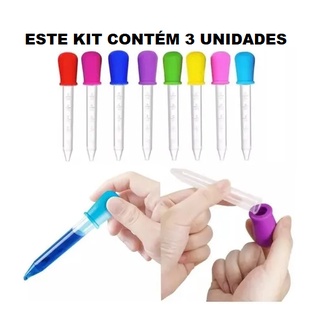 Conta Gotas Pedagógico, Pipeta Para Fortalecer e Desenvolver a Coordenação motora fina, preensão KIT com 3 Unidades