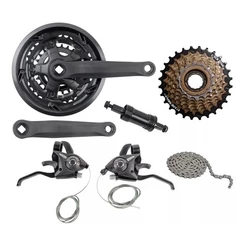 KIT RELAÇÃO BIKE 21V COM PEDIVELA, CATRACA, CORRENTE E RAPID FIRE