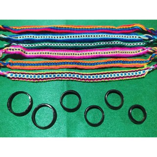 KIT INTEIRO com 6 anéis de coco Tucum e 6 Pulseiras peruanas hippie reggae amizade ☮️