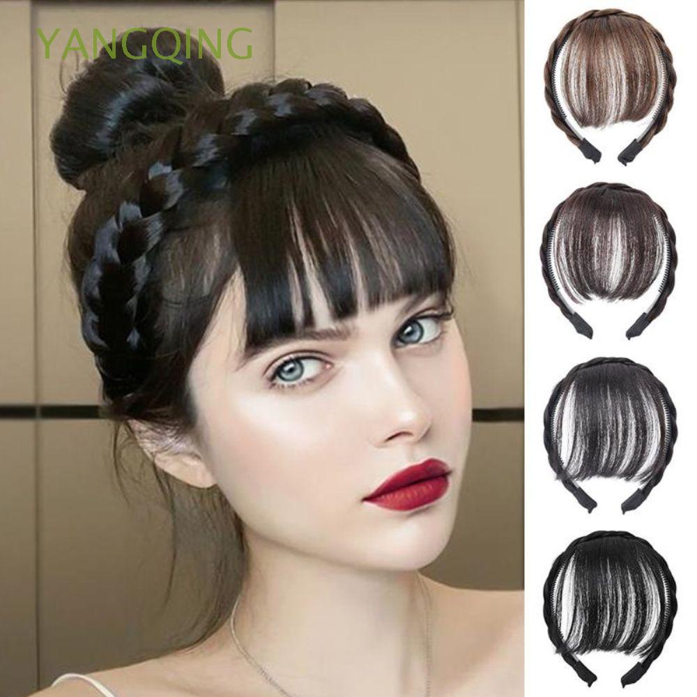YANGQING Falso Bangs Hairband Mulheres Natural Do Cabelo Styling Ferramentas Extensões De Sintético Resistente Ao Calor Franja Postiços
