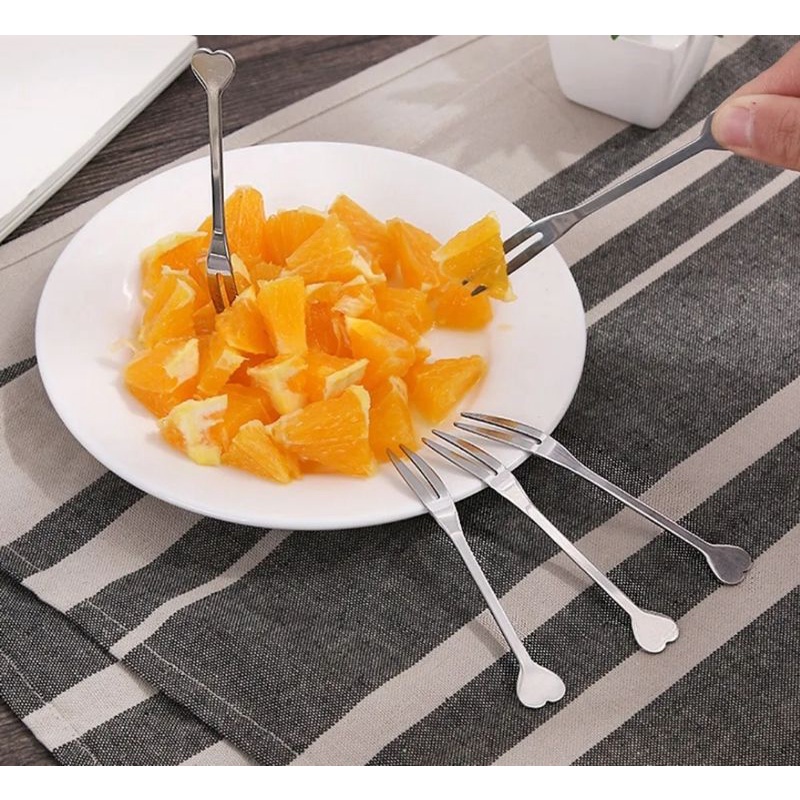 Kit Jogo 6 Garfinhos Petisco Coração Inox Mini Garfinho Petiscos Fondue Queijo Frutas 6 Unidades - Unyhome