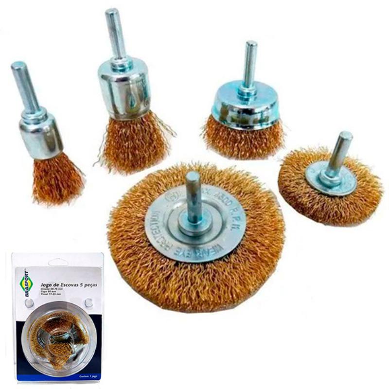 Jogo de Escovas de Aço Kit com 5 Peças 7270 BRASFORT