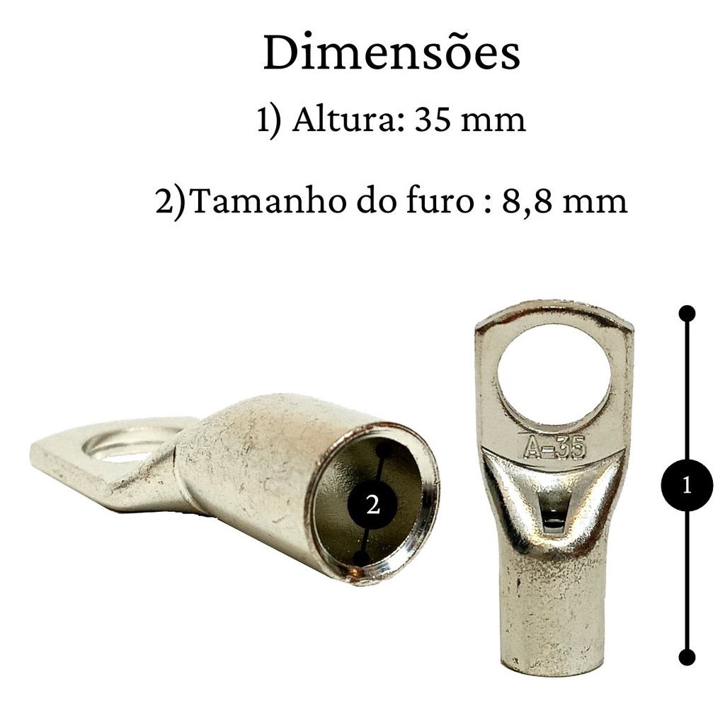 Ponteira Compressão 35mm² M10 Terminal Tubular - Unidade · foto 2