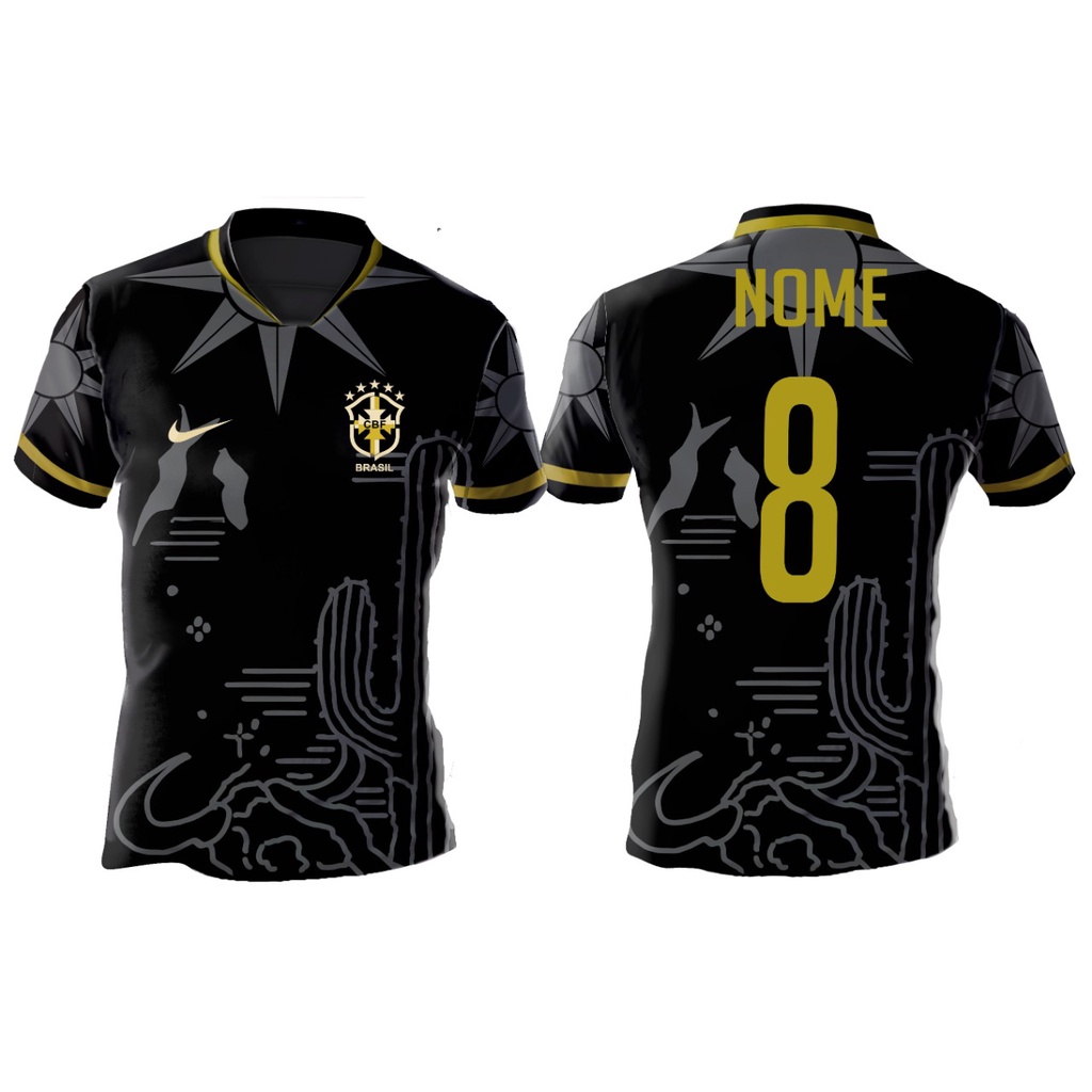 maniac Proud Elusive Camisa Camiseta Brasil Copa do mundo Qatar Preta personalizada | Shopee  Brasil