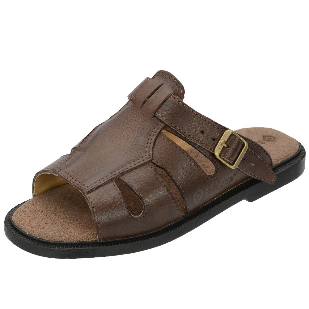 Sandalia Masculina Anti-stress Couro Legitimo e Palmilha em Couro Confortavel 013 em Oferta na Shopee