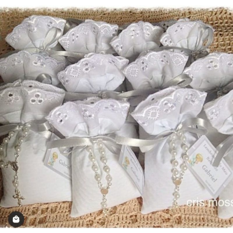 KIT Sachês Perfumados com Tag Personalizada para Lembrancinha de Batizado, Comunhão - Envio Rápido