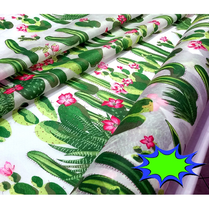 TNT Estampado Cactos Suculentas Flor 1,00m a 6,00m.Tipo Tecido, Para Festa Decoração, ou como Papel de Parede.