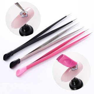 1 Pc 2 Cabeças Pinças Em Linha Reta Com Silicone Pressing Cabeça Para 3d Etiqueta Strass Adesivo De Água Sele @ @ Cionador Ferramentas Unhas De Metal