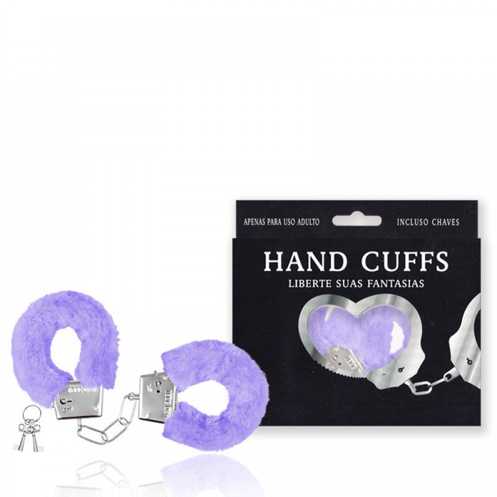 Algemas Reguláveis com Chaves em Pelúcia Roxo - HAND CUFFS