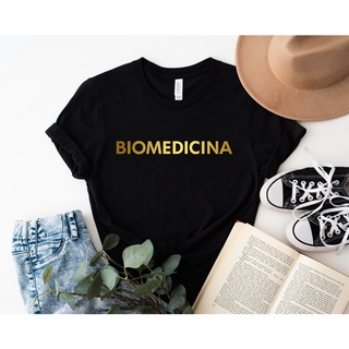 Blusa T-shirt Feminina Biomedicina Preta com Dourado