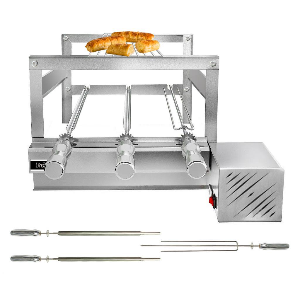 Churrasqueira Giratória Grill Inox Gira Soft Grill 3 Espetos + Grelha Modular Lado Direito