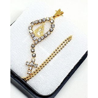 Colar Folheado de Nossa Senhora Aparecida, Colar com strass, Colar Folheado, Colar De Nossa Senhora ,Artigo Religioso
