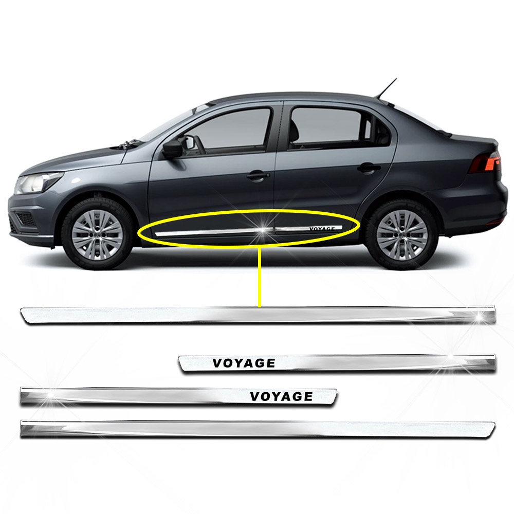 Jogo de Friso Lateral Cromado Voyage G5 G6 G7 G8 2009 a 2020 – Kit Personalizado 4 Portas em Oferta na Shopee
