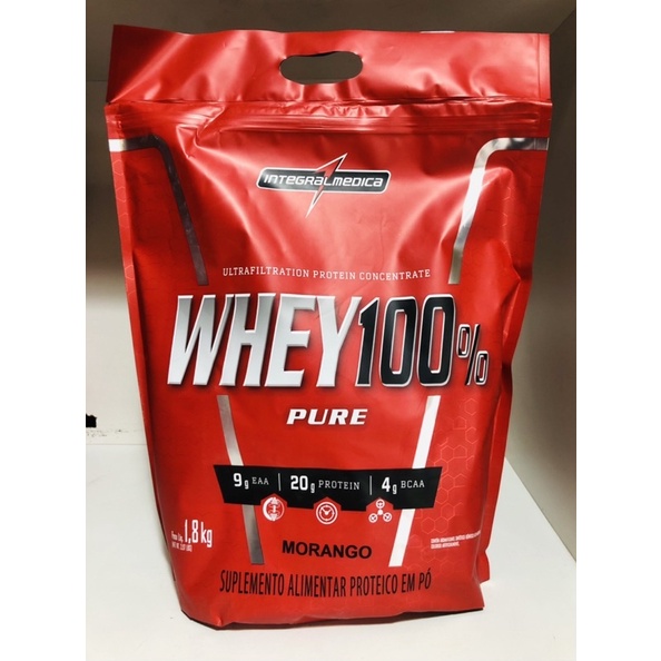 Whey 100% Pure 1,8kg Pouch Integralmedica – Morango