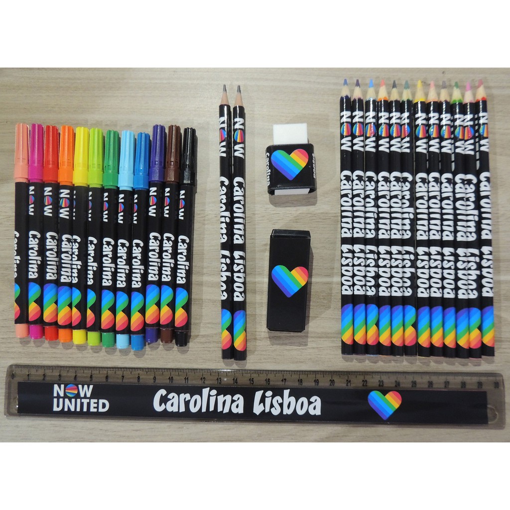 Kit Material Escolar Personalizado Nome - Now United ou Qualquer Tema - Festa e Brindes