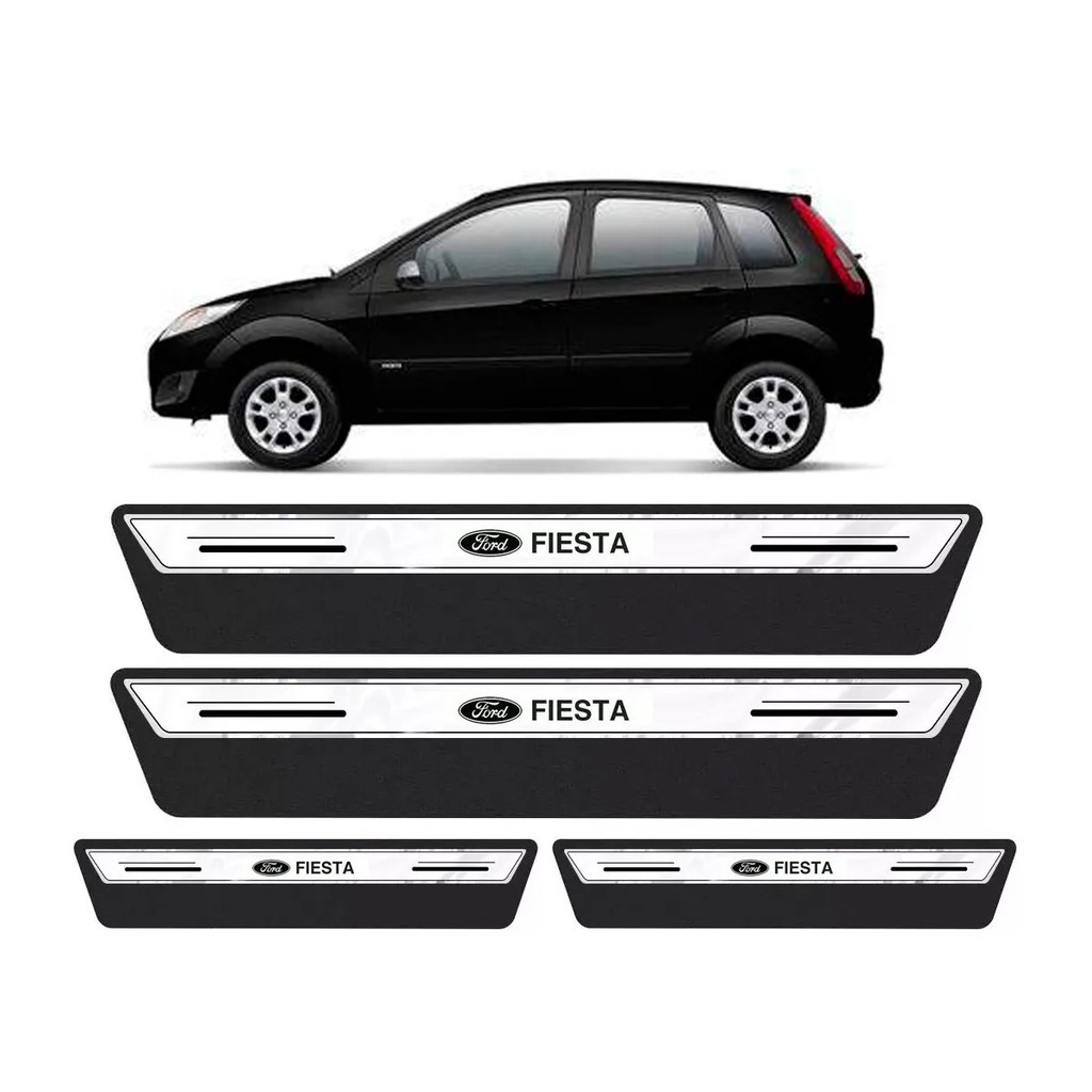 Soleira Protetor Porta Platinum Ford Fiesta 2003 2004 2005 2006 2007 2008 2009 2010 2011 2012 2013 2014 - Prata