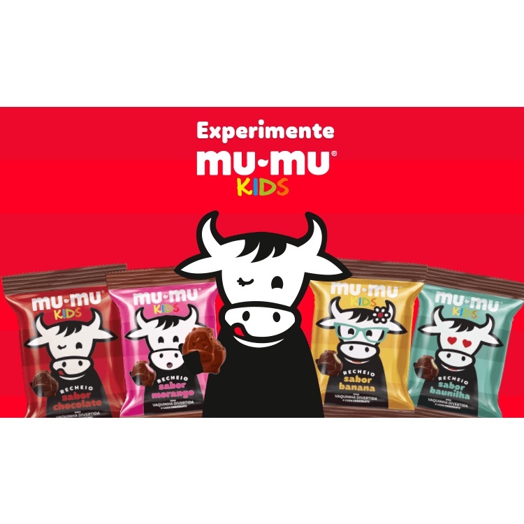 Chocolate Mu-mu Kids caixa com 24 unidades 374,4g Sabores