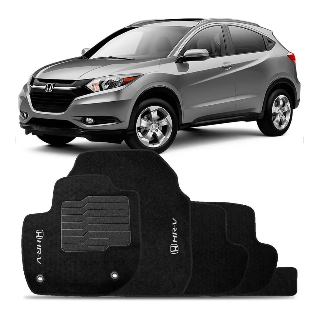 Jogo Tapete Carpete Honda Hrv 2016 A 2020 Preto C/ Bordado | Shopee Brasil
