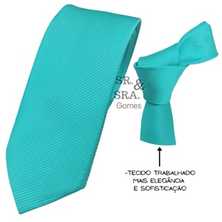 Gravata Verde Tiffany Tecido Trabalhado Riscadinho em Oferta na Shopee
