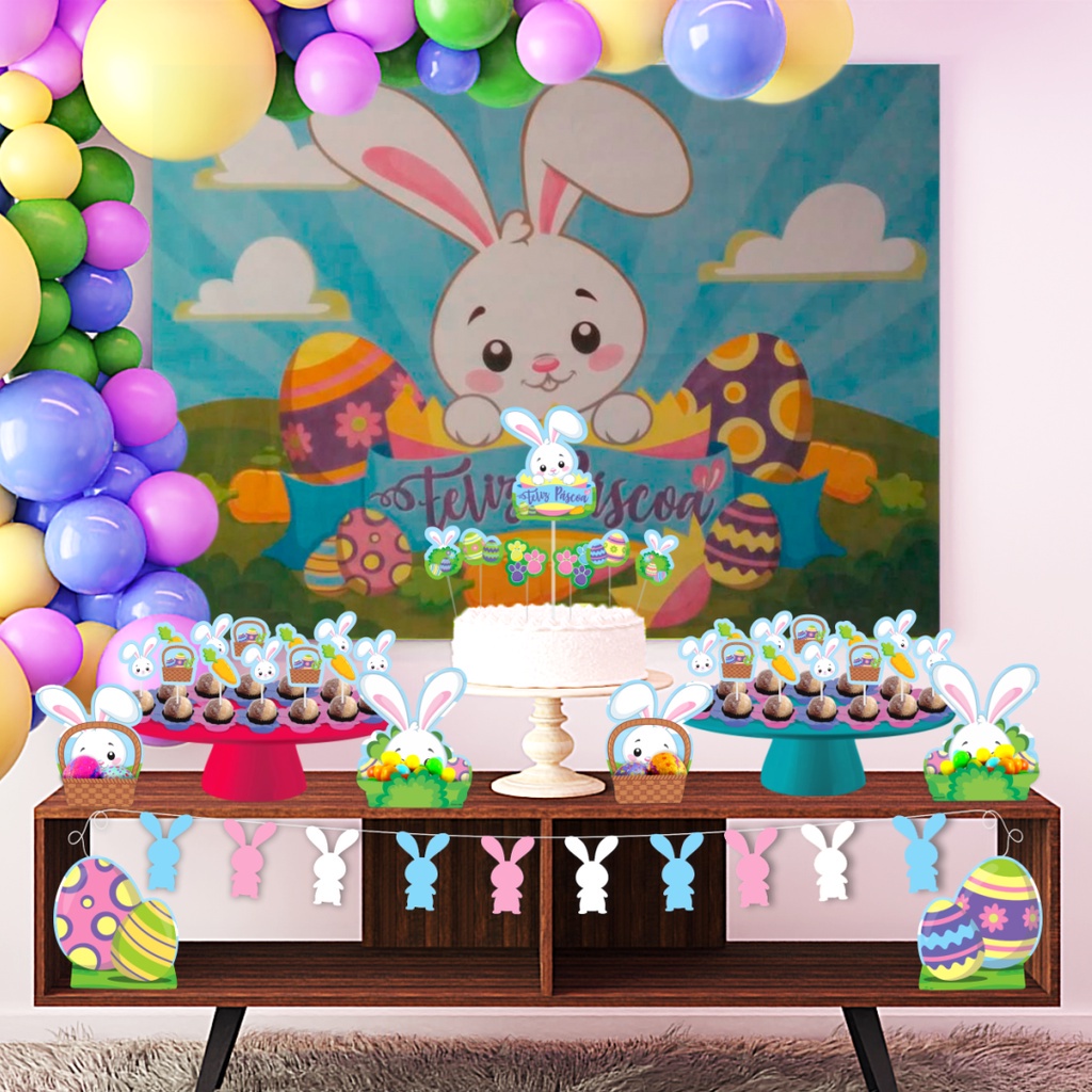 Kit festa decoração Pascoa 39pçs completa festa 39pçs EVA em Oferta na Shopee