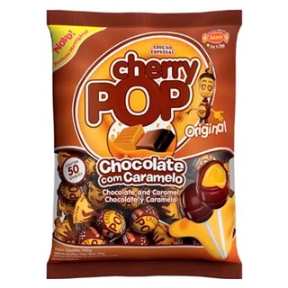Pirulito Cherry Pop Chocolate com Caramelo Recheado c/50 - Sams
