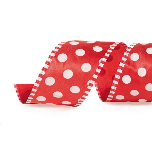 Fita Bolas Vermelho/Branco 6,3cm - 01 unidade 9,14m - Rizzo em Oferta na Shopee