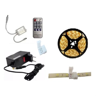 10 metros Fita De Led 3528 Branco Quente + Controle Dimmer + Fonte Bivolt Sanca Gesso em Oferta na Shopee