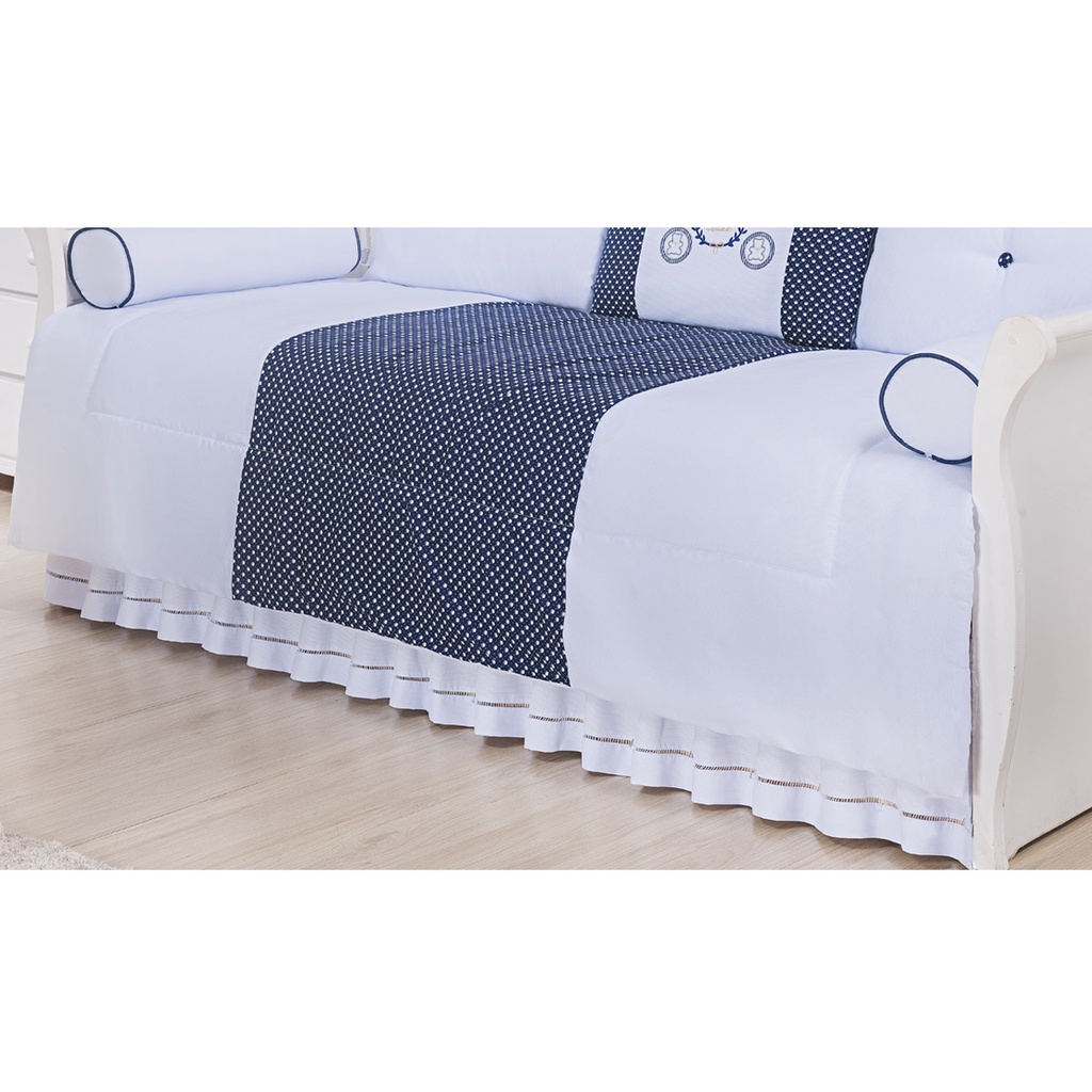Saia Para Bicama (Cama Babá) Luxo Piquet Branca 100% Algodão