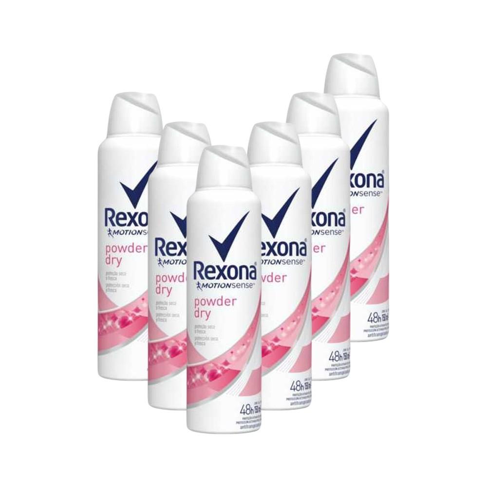 Kit 6 Desodorantes Rexona Motionsense Antitranspirante Aerossol Powder Dry 150ml em Oferta na Shopee