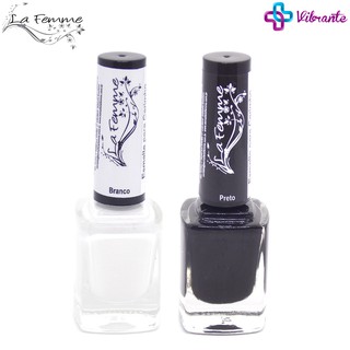 2 Esmaltes Para Carimbo La Femme - Preto e Branco - Decoração De Unhas - Nail Art