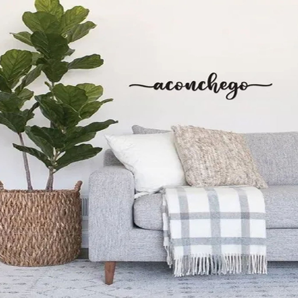 Palavra Aconchego Lettering Em Mdf Apliques De Parede Preto Casa Decoração Sala Quarto em Oferta na Shopee