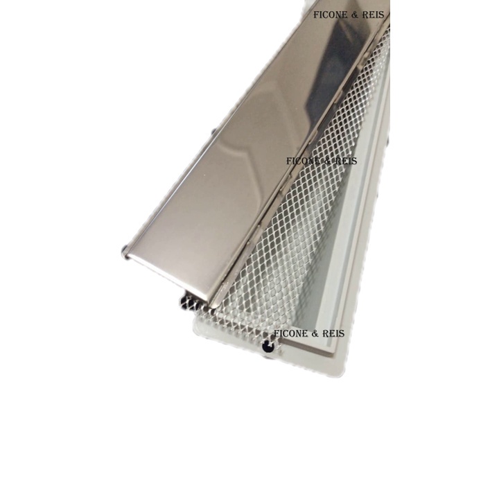 Ralo Linear Sifonado 5x70 Banheiro modelo Oculta Inox Polida com Tela Anti Insetos - Ficone Reis