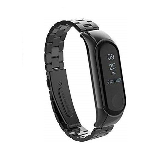 Pulseira De Metal Aço compatível com Smartband Mi Band 3 - Preta