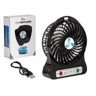 Mini Ventilador Portátil de mesa Bateria USB Recarregável 3 velocidades para escritório casa computador