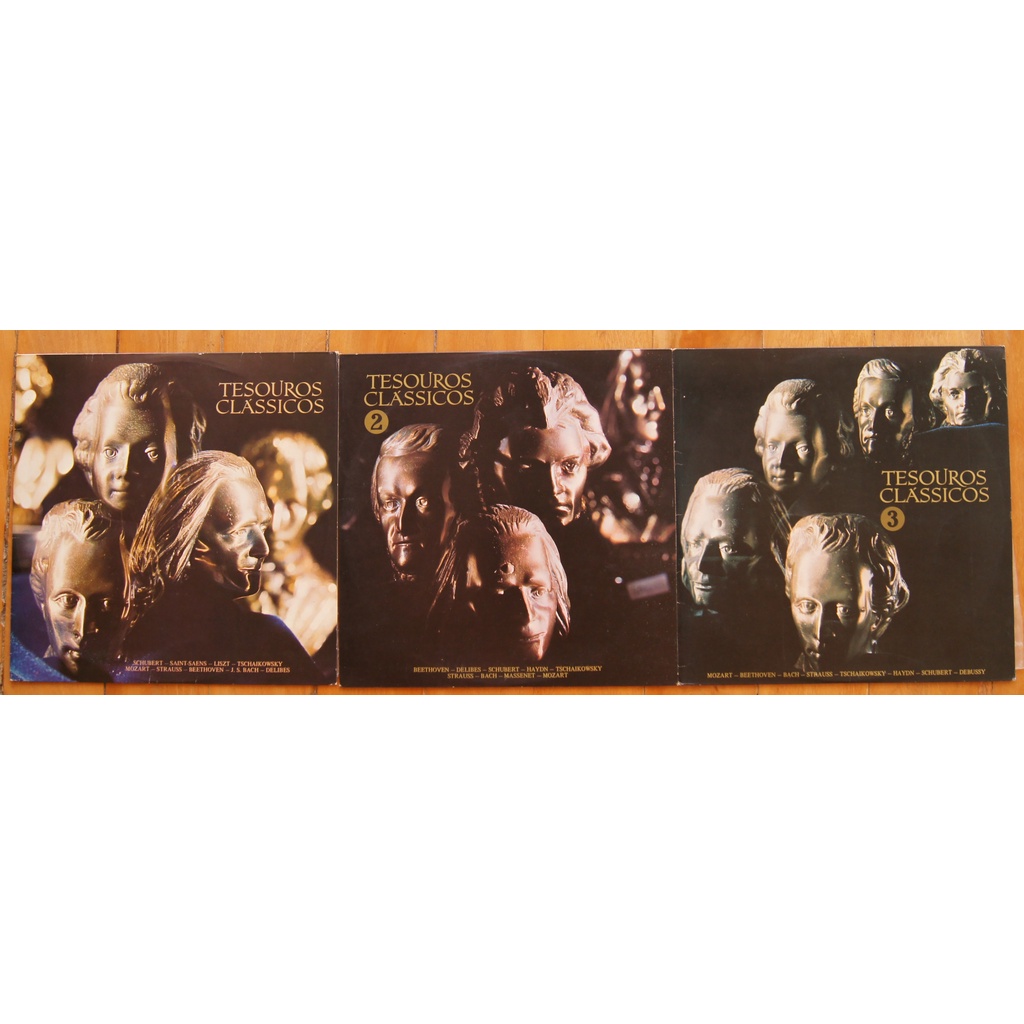 3 LPs Vinil Tesouros Clássicos Volume 1, 2, 3 Mozart Bach Listz Beethoven Strauss Schubert Haydn