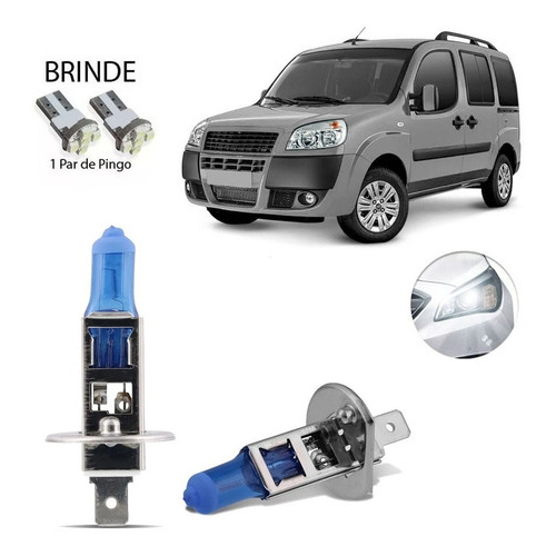 Kit Lampada Super Branca Farol Alto 8500k Fiat Doblo 2001-16