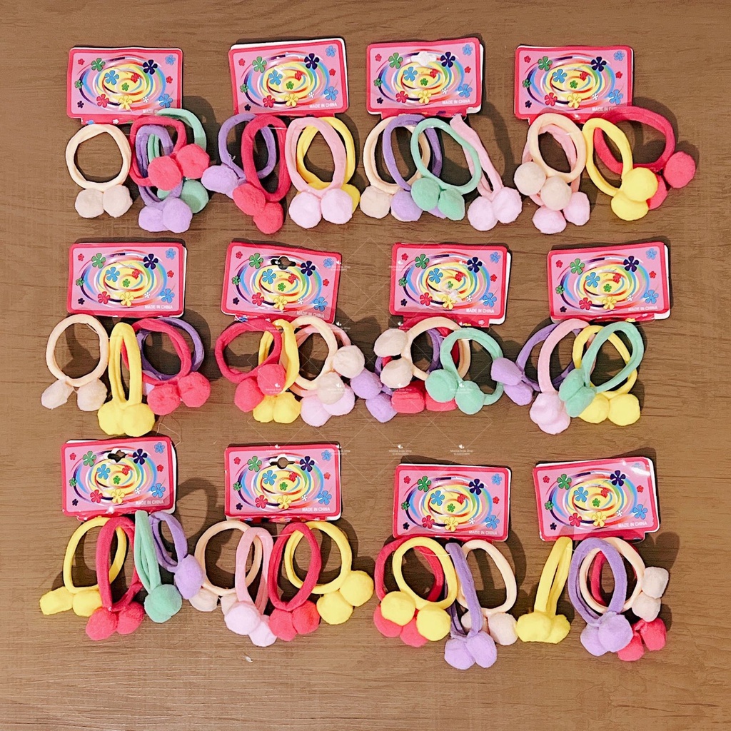 48 Peças Elástico com pompom xuxinha para cabelo Com Enfeite