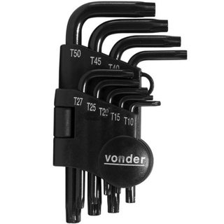 Jogo de Chaves Torx T10 a T50 Vonder com 9 Peças com Furo Guia Hexalobular em Oferta na Shopee