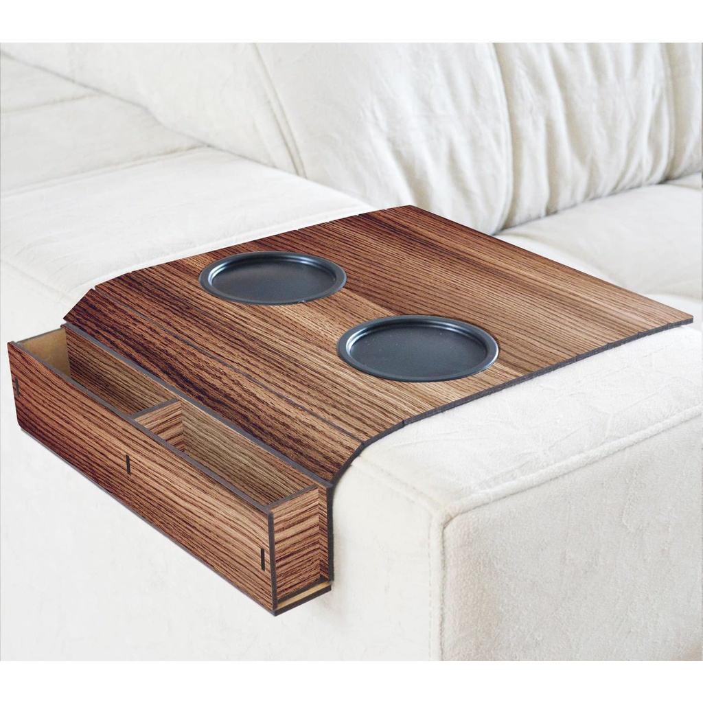 Bandeja Esteira Flexível Comum Para Braço De Sofá Com Porta Copos Madeira Sala Moveis Decoração nogal Controle Promoção 