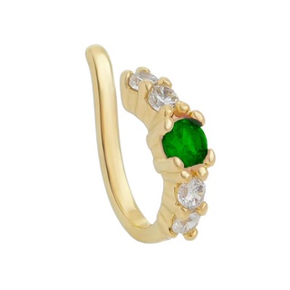Piercing de pressão bebel zircônia esmeralda folheado a ouro 18k Piuka