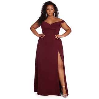 Vestido de Festa Plus Size Madrinha Casamento Formatura Com Fenda Lançamento #PL70