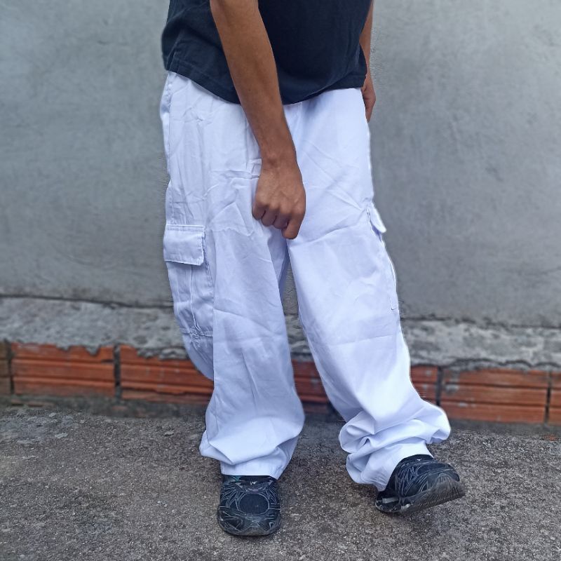 calça cargo branca Unissex | Shopee Brasil
