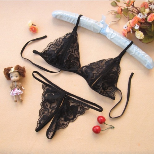 Sexy Renda Transparente Feminina Estação De Arquivo Aberto Três Pontos Feminino