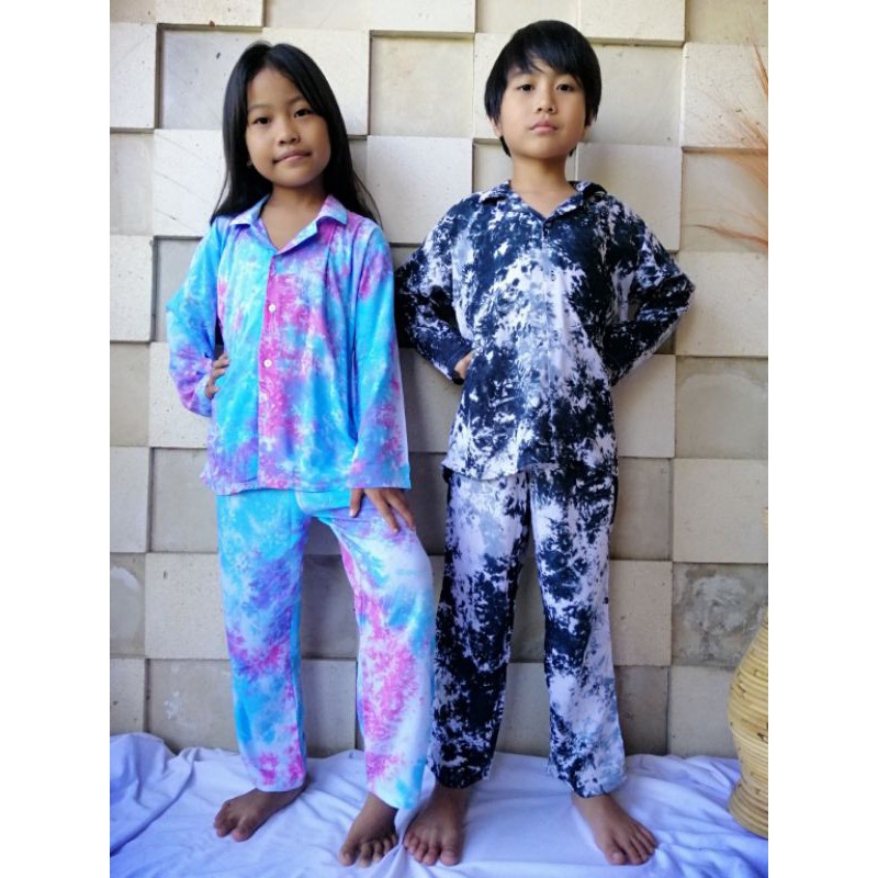 Conjunto De Pijama Infantil TIE DYE Manga Comprida Rayon Fresco E Macio /