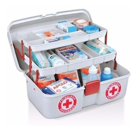 Maleta Primeiros Socorros Porta Medicamentos Branca Grande