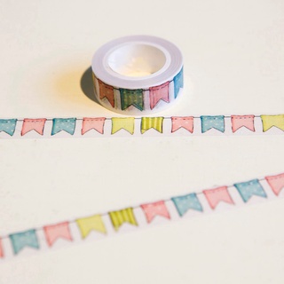 15mm * 10m Fita adesiva decorativa Washi Japonesa Bandeiras Padrão Fita adesiva de papel de máscara Adesivo Diário