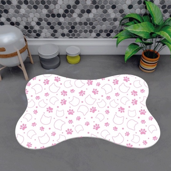 Tapete Pet Patinha Para Comedouro Osso 46x30