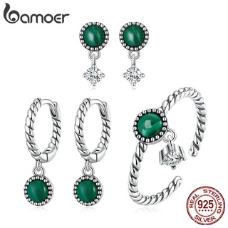 Bamoer Brincos Anel De Prata S925 Malachira Brinco De Tarraxas Mulheres Meninas Jóias Presente
