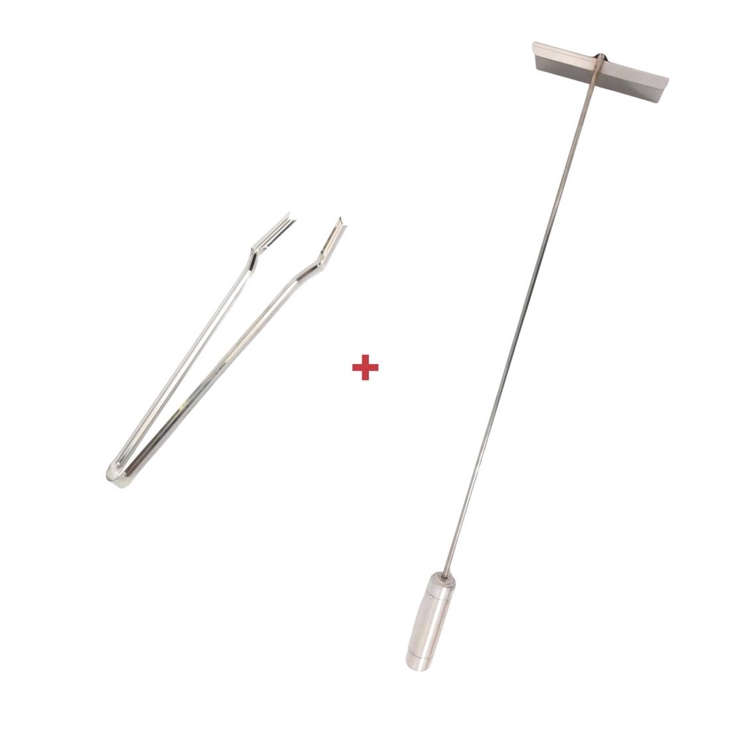 Kit Inox Pegador Carnes E Rodo Limpeza, Churrasqueira Fornos